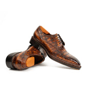 Scarpe norvegesi Derby classiche marroni con coccodrillo 