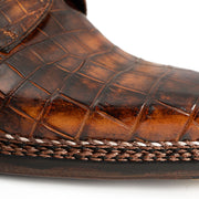 Scarpe norvegesi Derby classiche marroni con coccodrillo 