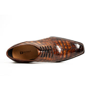 Scarpe norvegesi Derby classiche marroni con coccodrillo 
