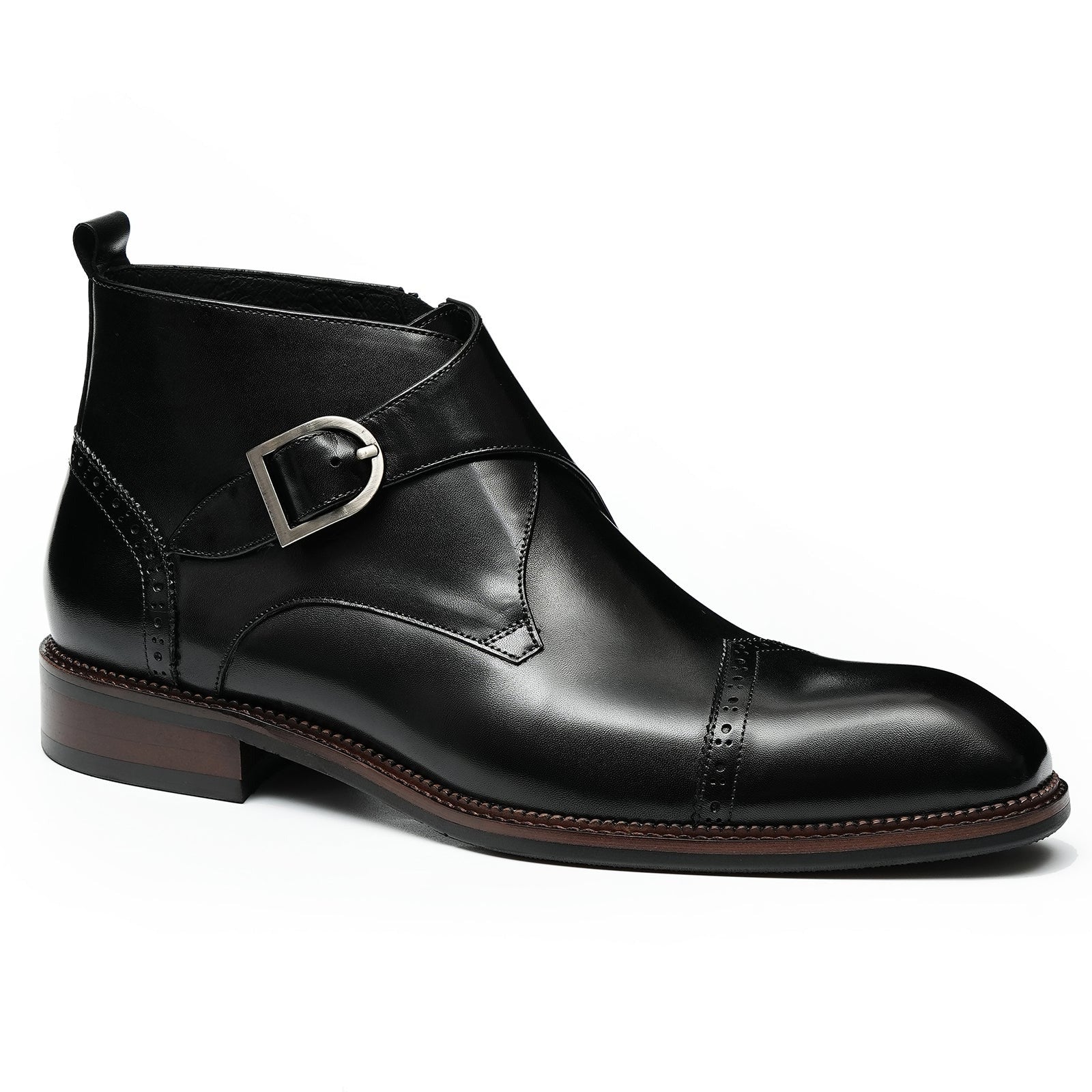 Men's side zipper business formal boots D21320 Black - Divinch