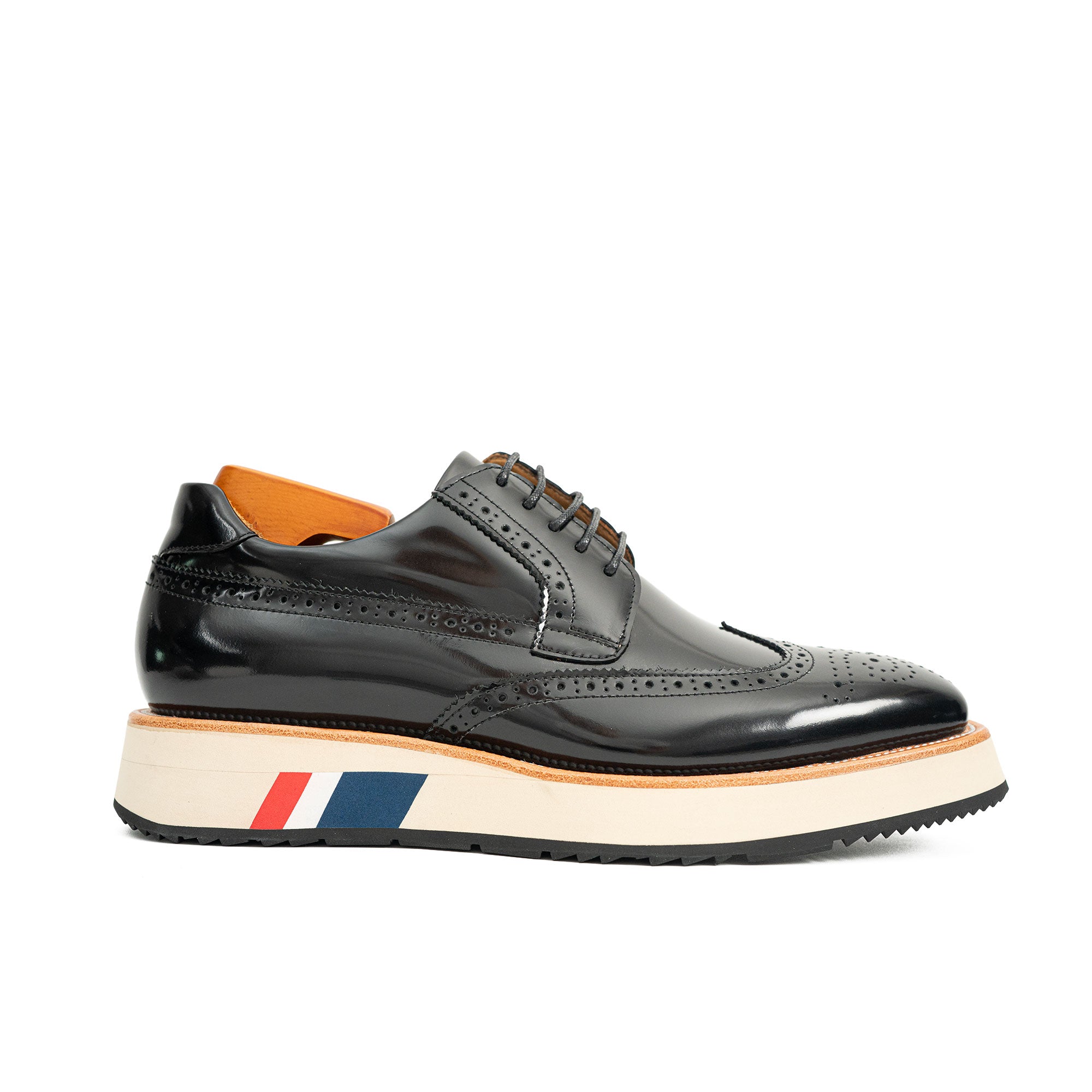 Zapatos derby formales de piel de becerro con suela gruesa color café 
