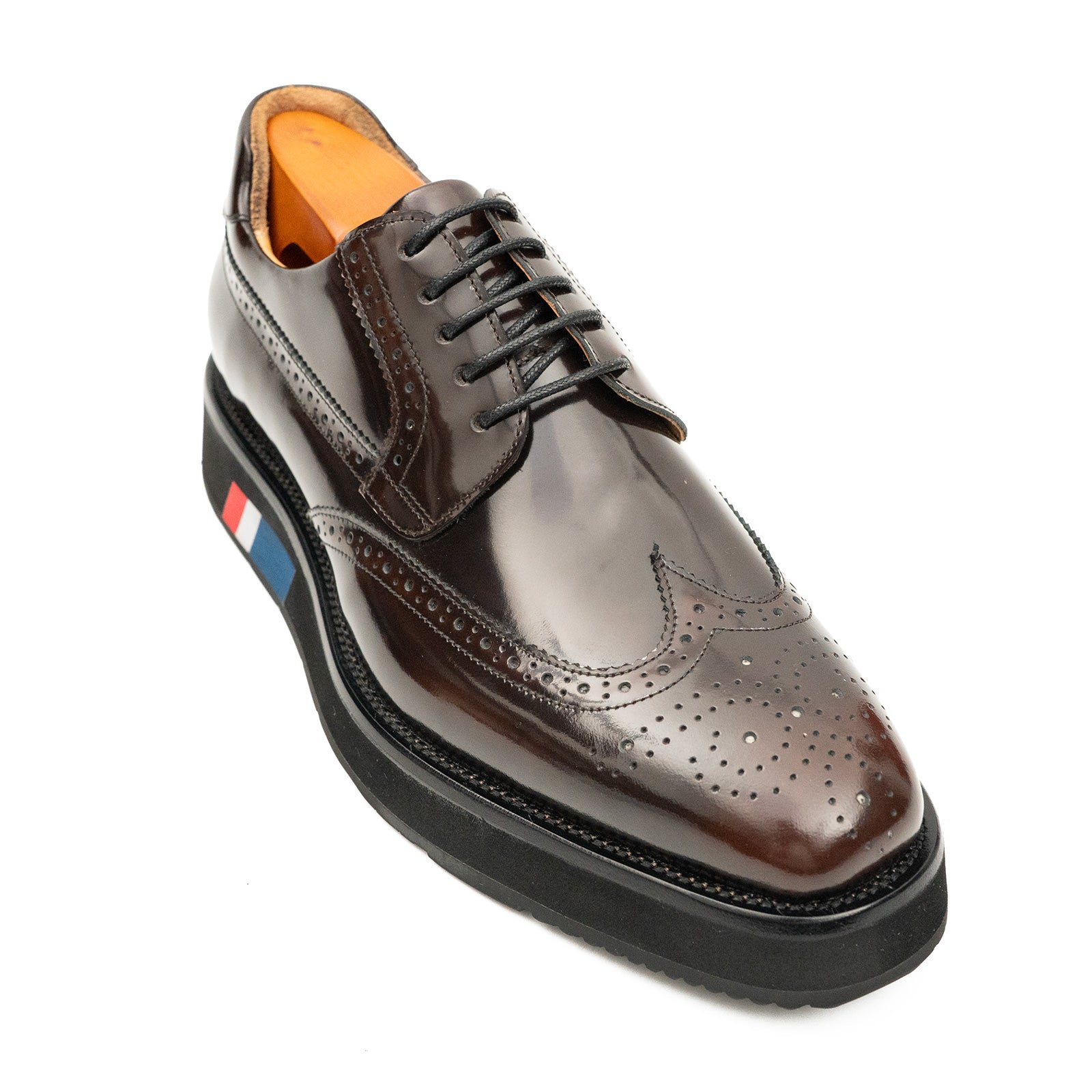 Brogue Wingtip Derby Burgundy Platform Shoe