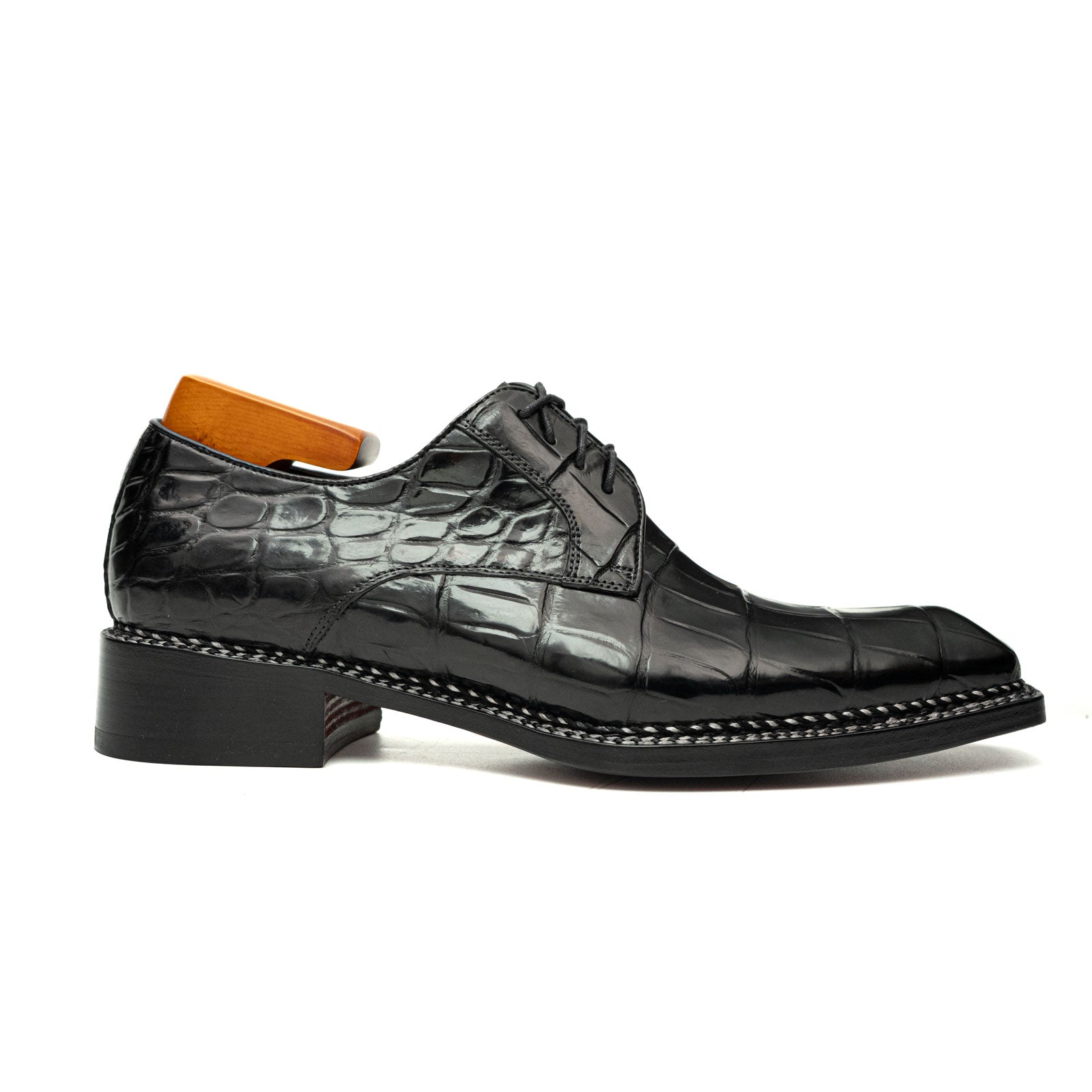 Black Croc Texture Norwegian Derbies