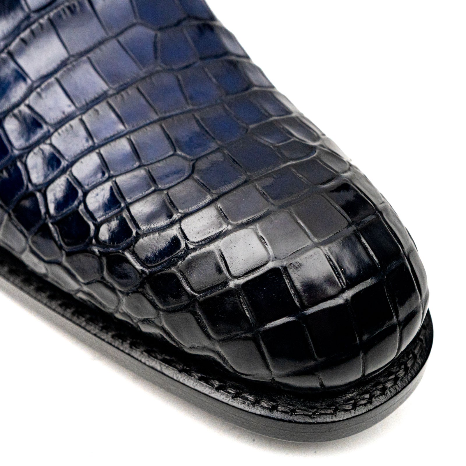 Blue Crocodile Leather Derby Shoes