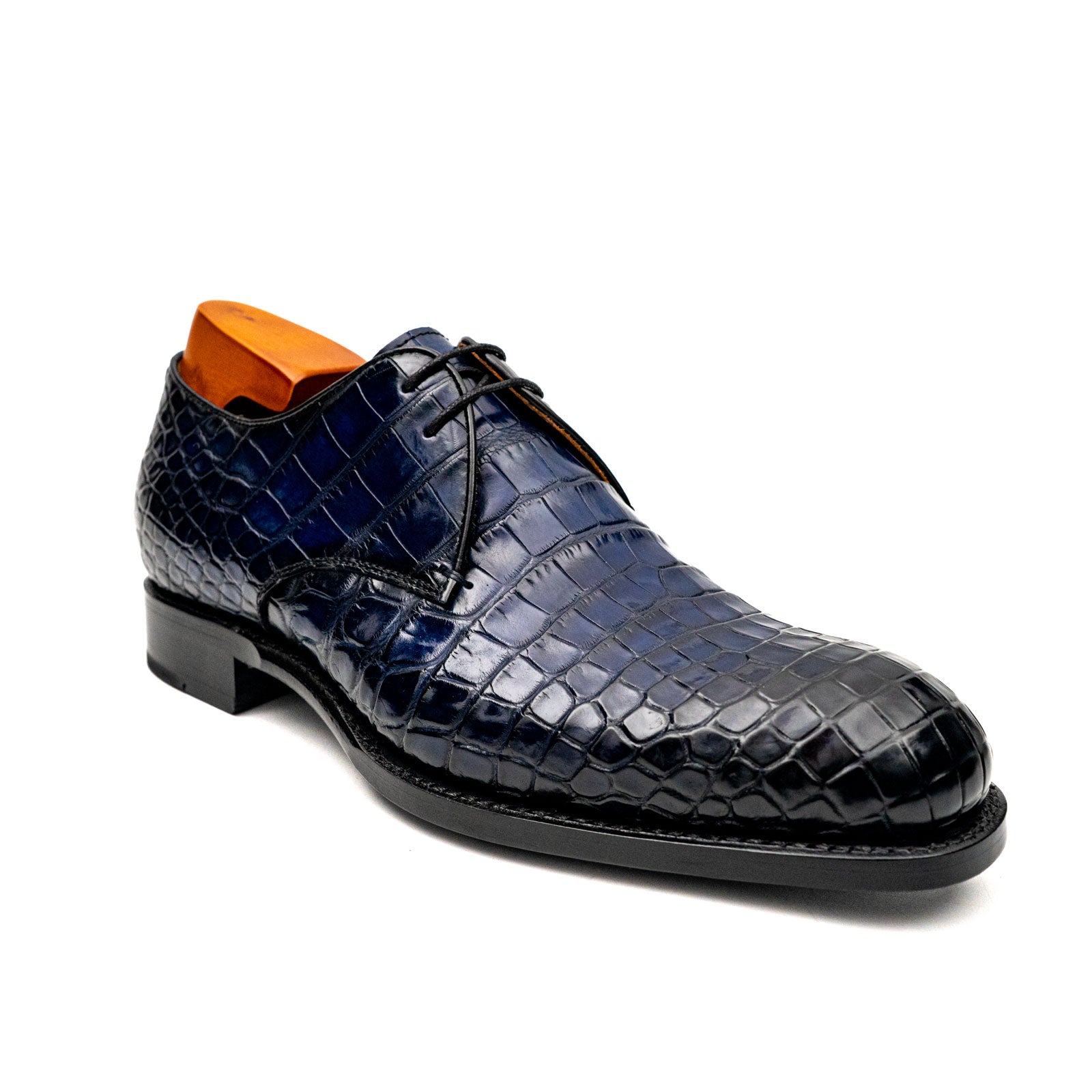Blue Crocodile Leather Derby Shoes