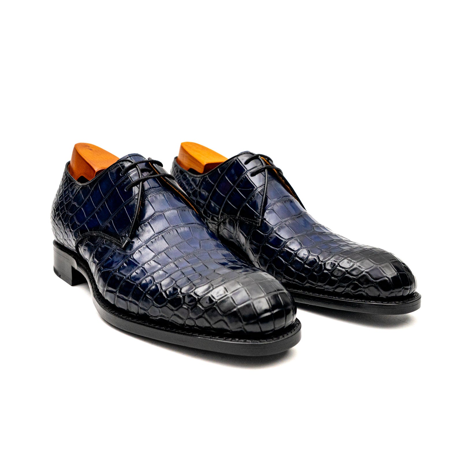 Blue Crocodile Leather Derby Shoes