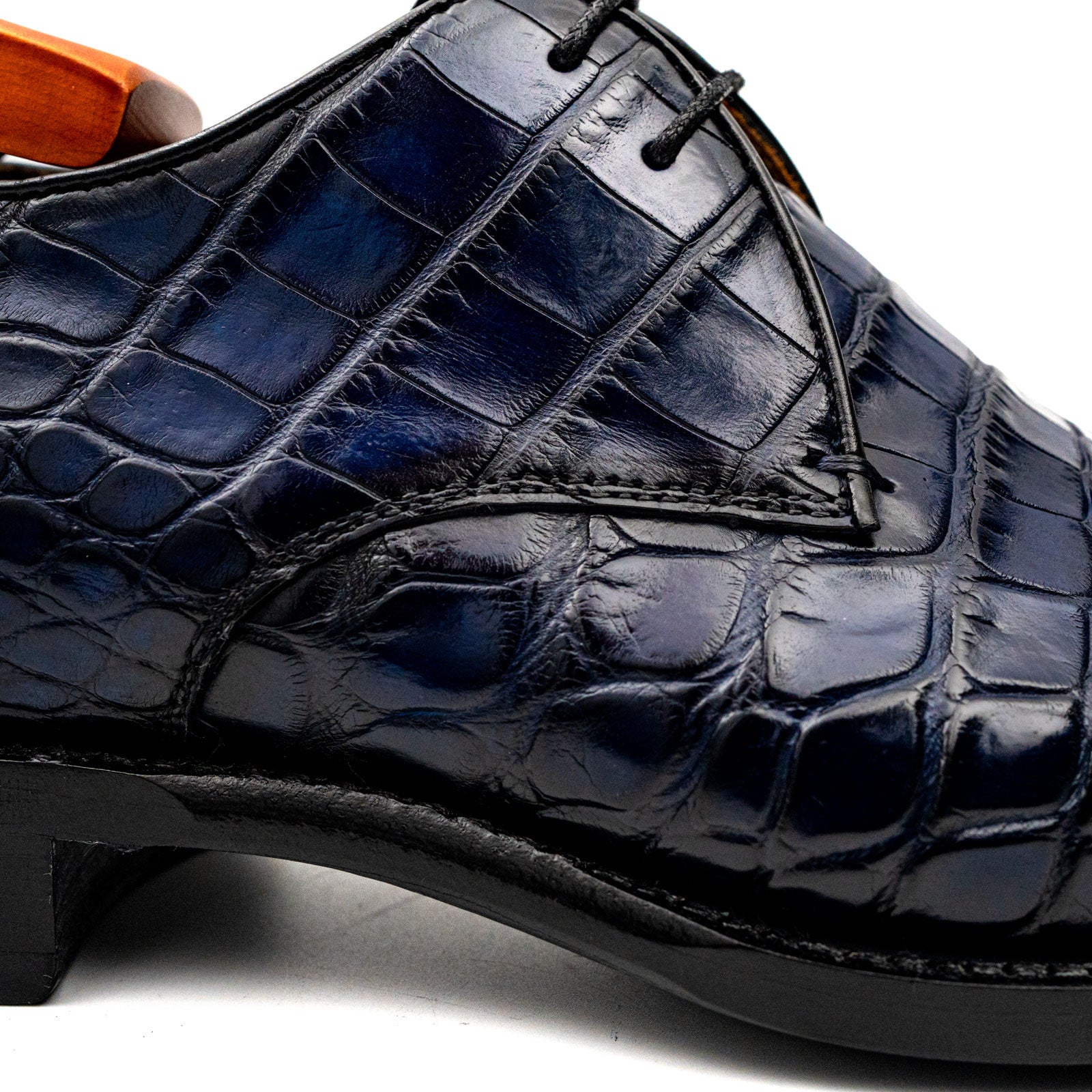 Blue Crocodile Leather Derby Shoes