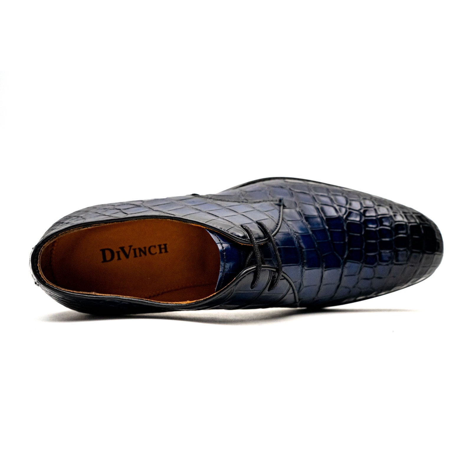 Blue Crocodile Leather Derby Shoes