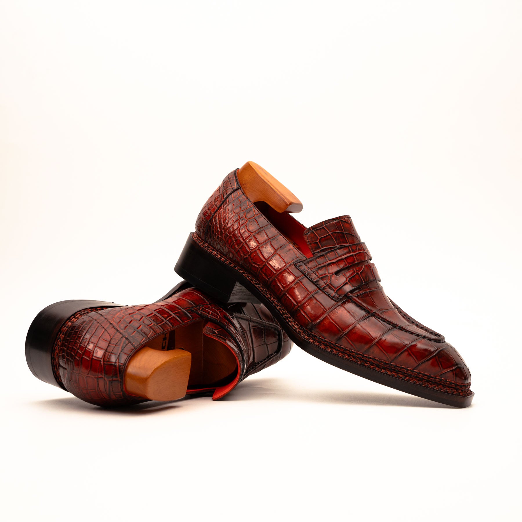 Burnished Red Crocodile Loafer