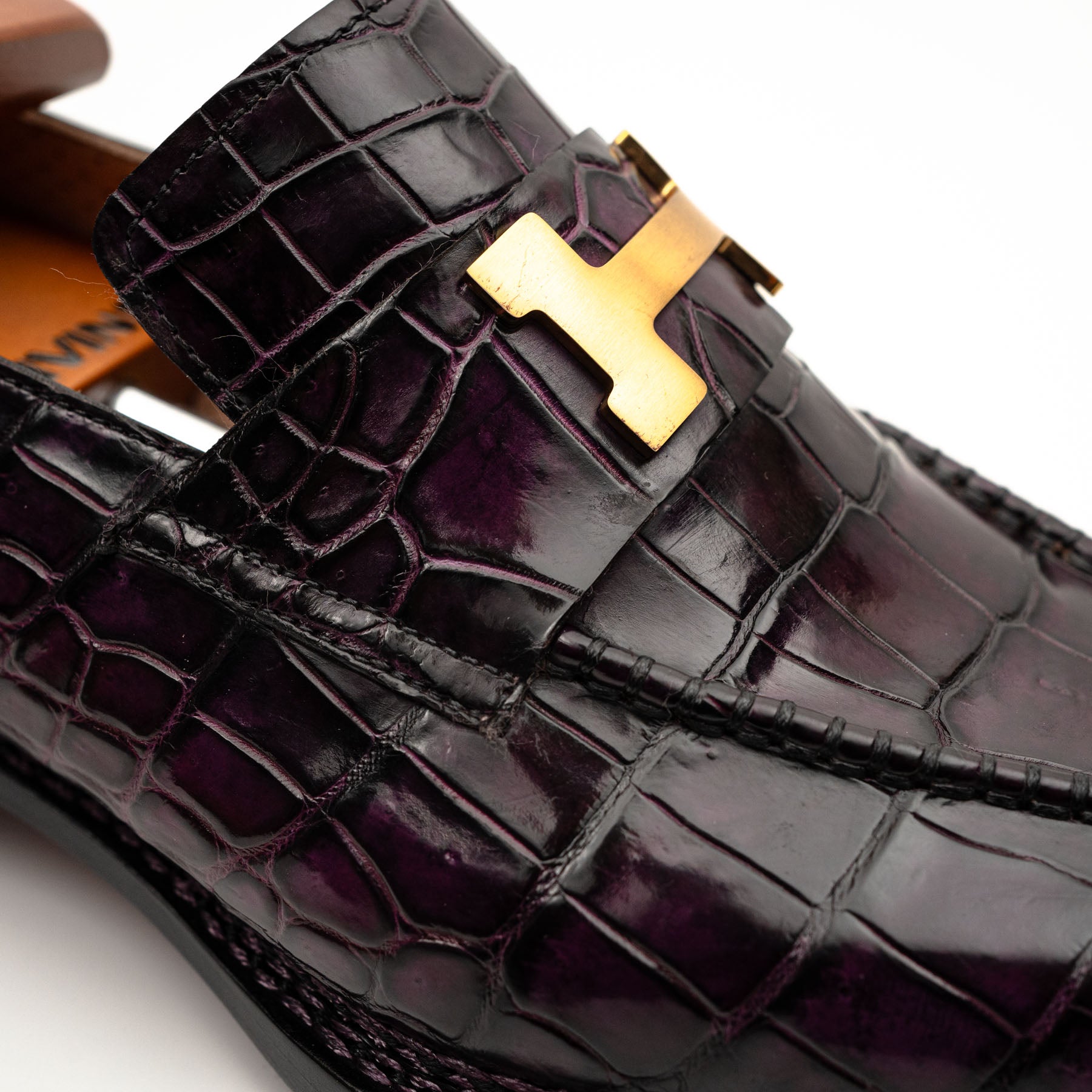 Black Burgundy Crocodile Bit Loafer