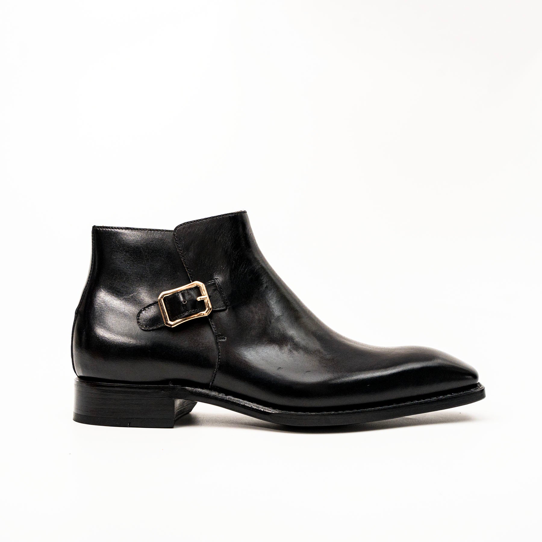 Black Calfskin Monk Strap Boot