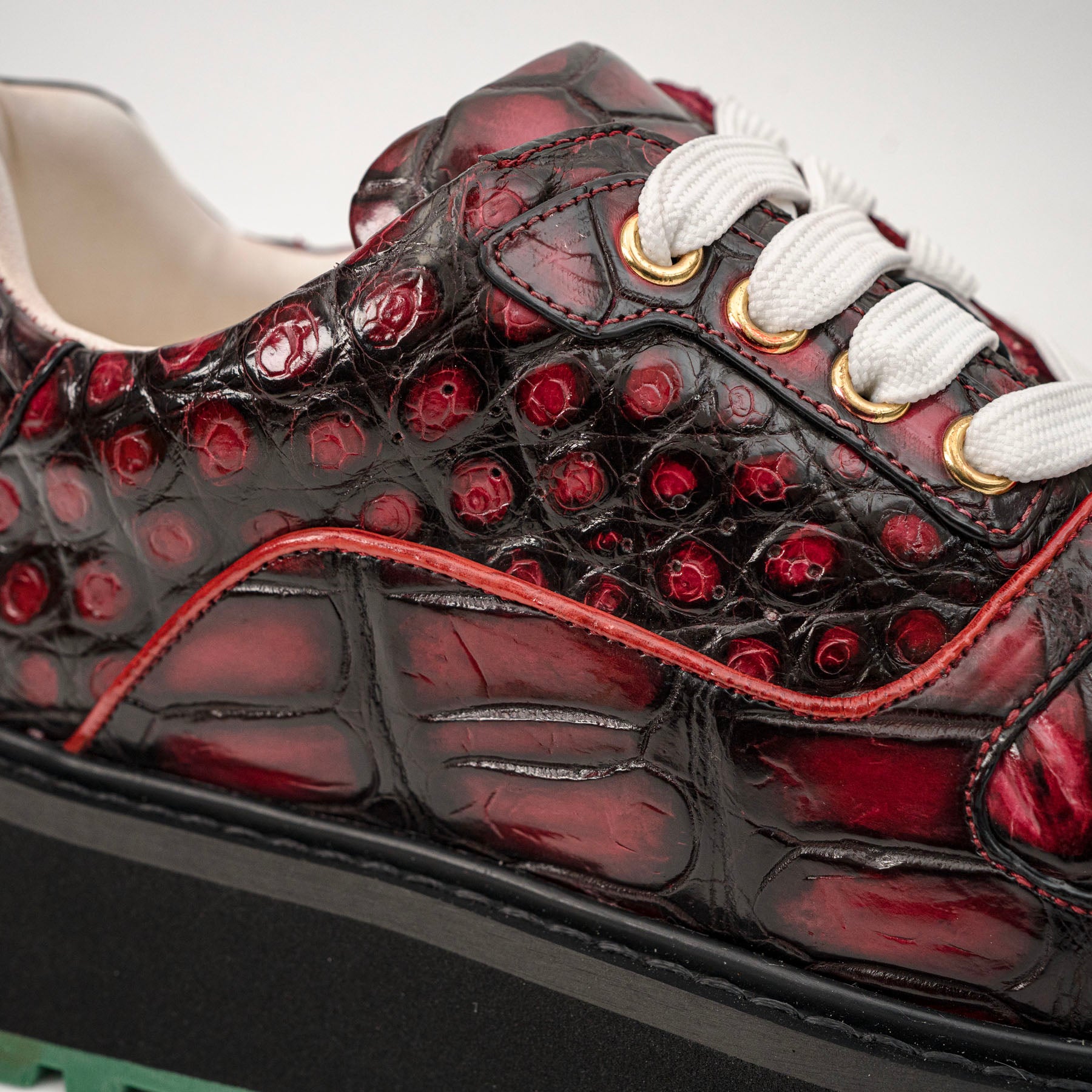 Burgundy Crocodile Platform Sneaker
