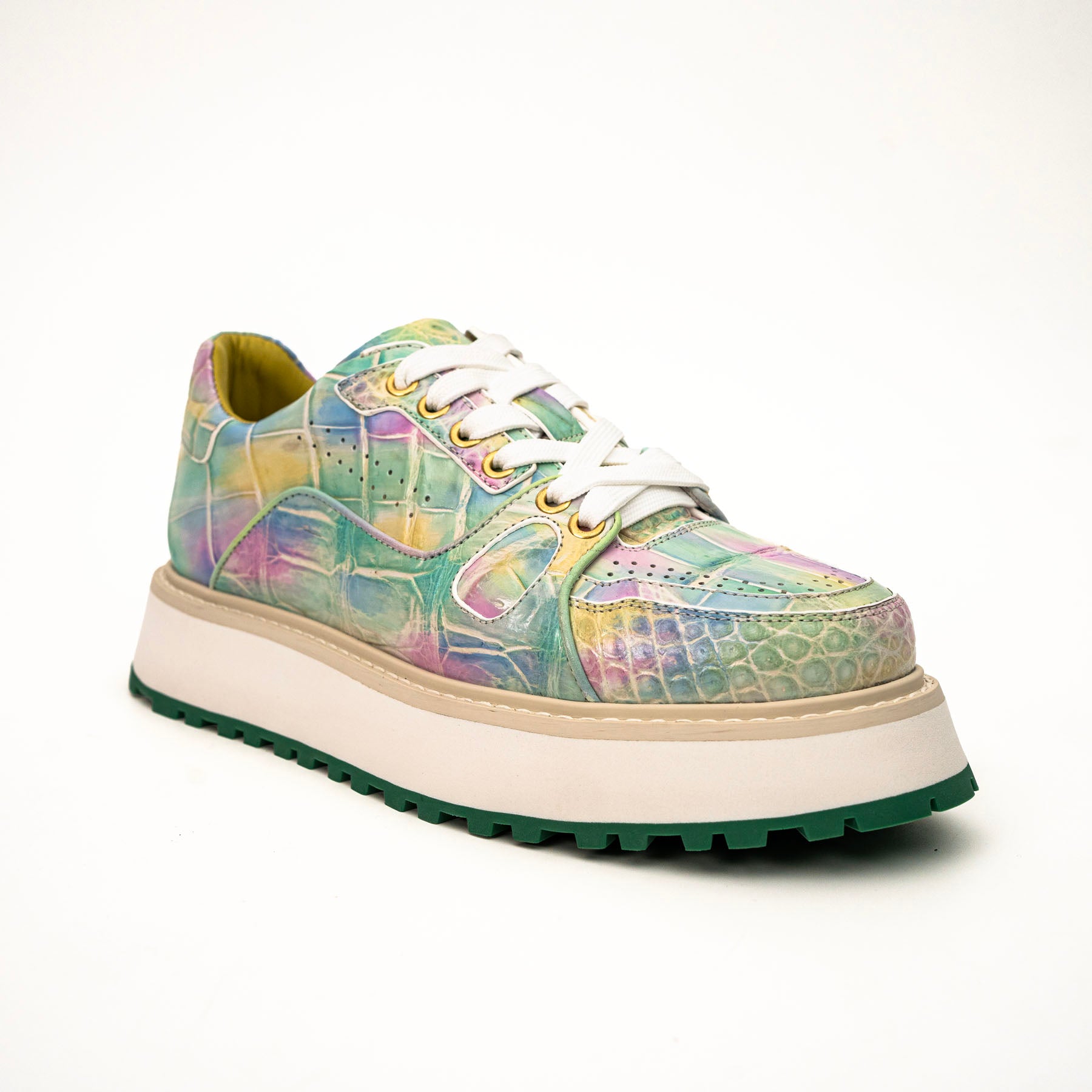 Pastel Crocodile Platform Sneaker