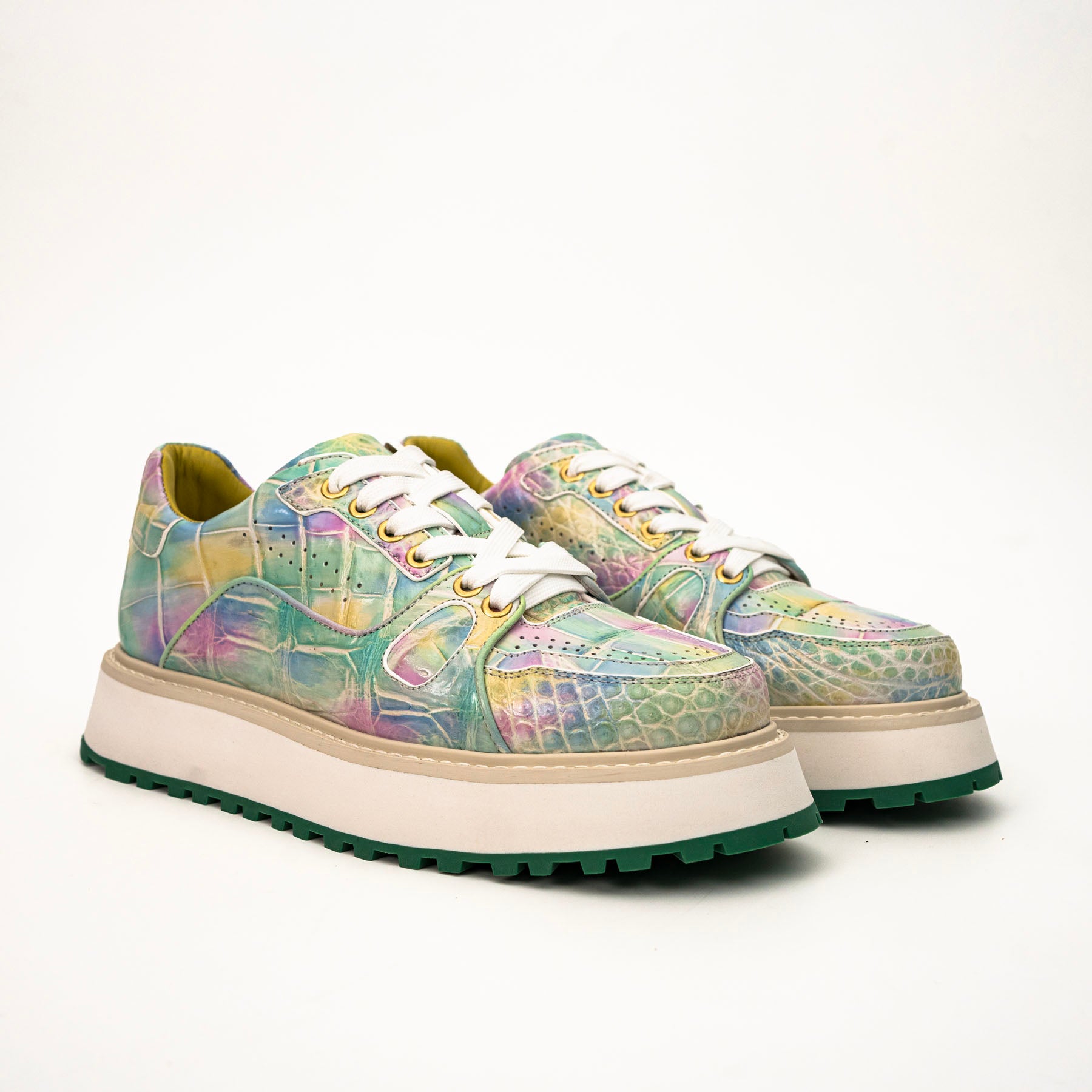 Pastel Crocodile Platform Sneaker