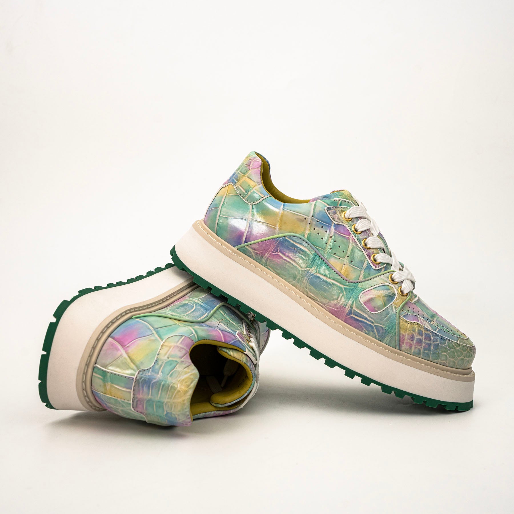 Pastel Crocodile Platform Sneaker