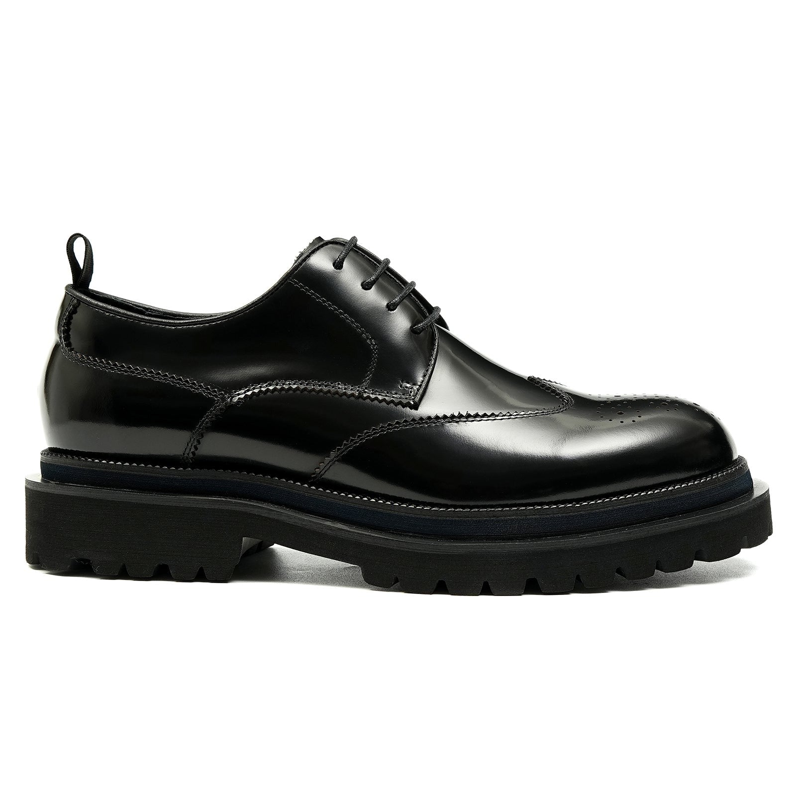 Patent leather carved brogue men's derby shoes D23679 black - Divinch