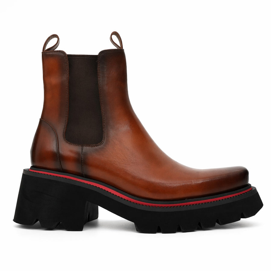 Grüne Patina Plateau-Sneaker aus Leder