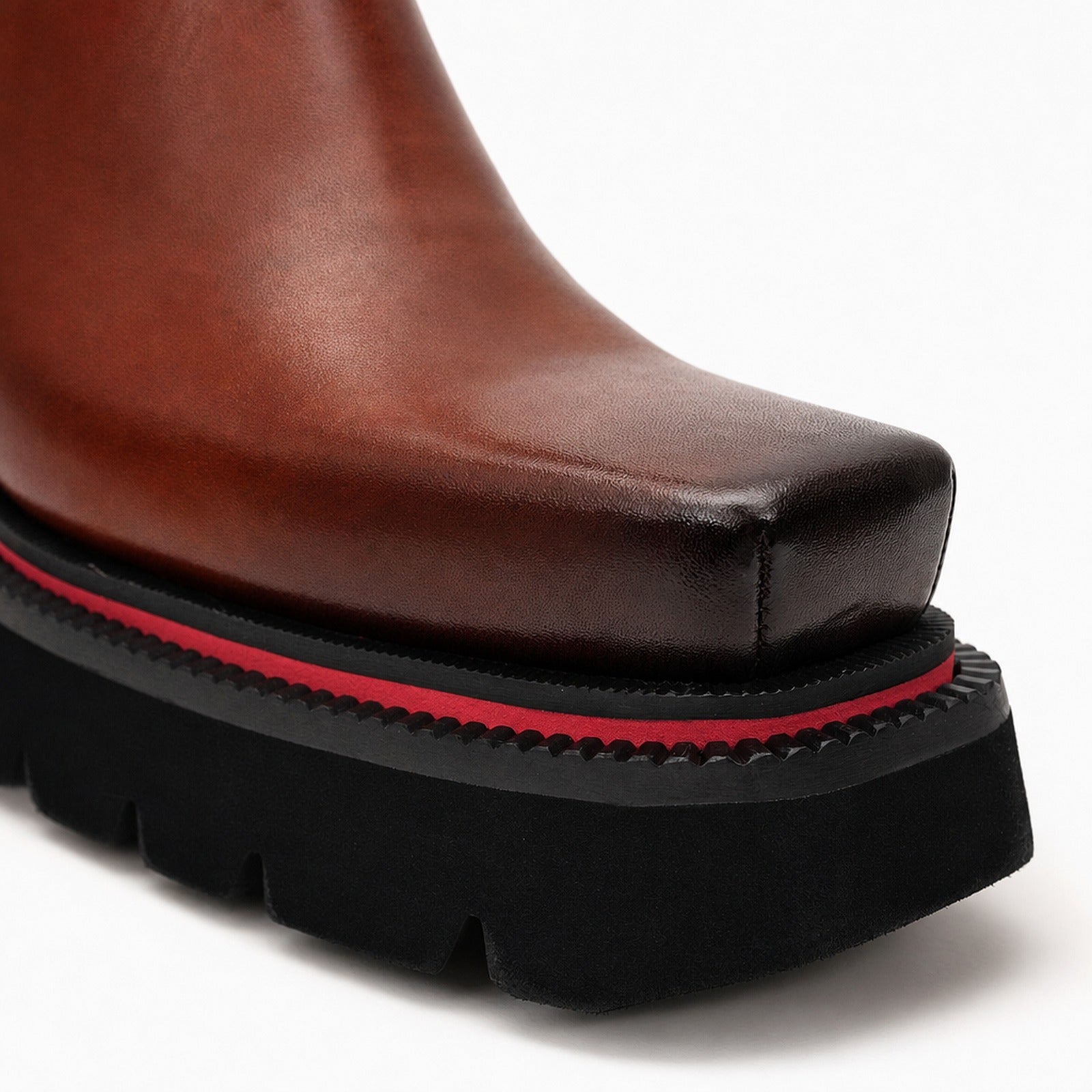 Grüne Patina Plateau-Sneaker aus Leder