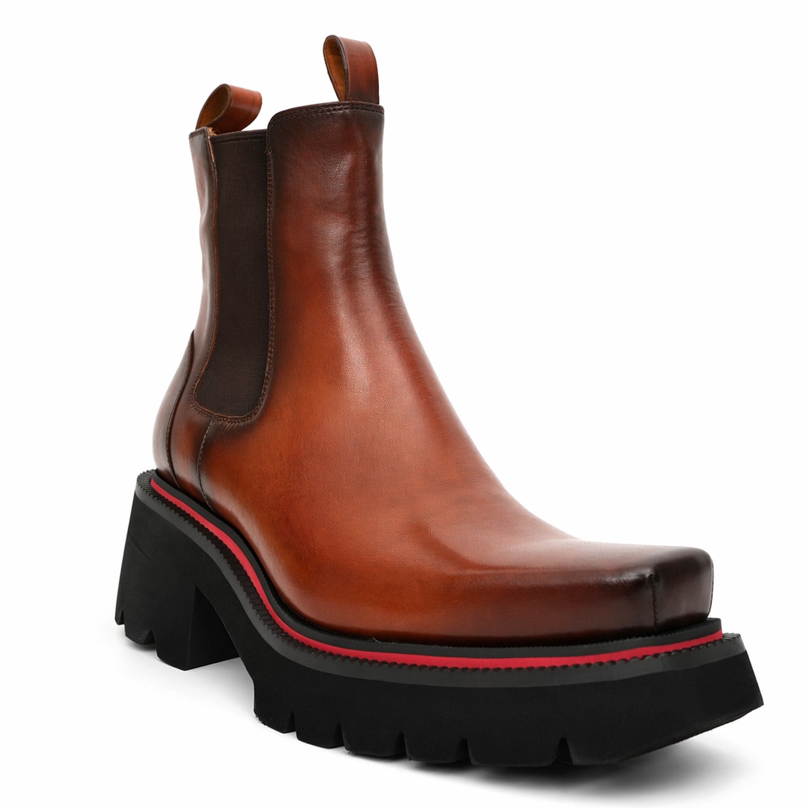 Grüne Patina Plateau-Sneaker aus Leder