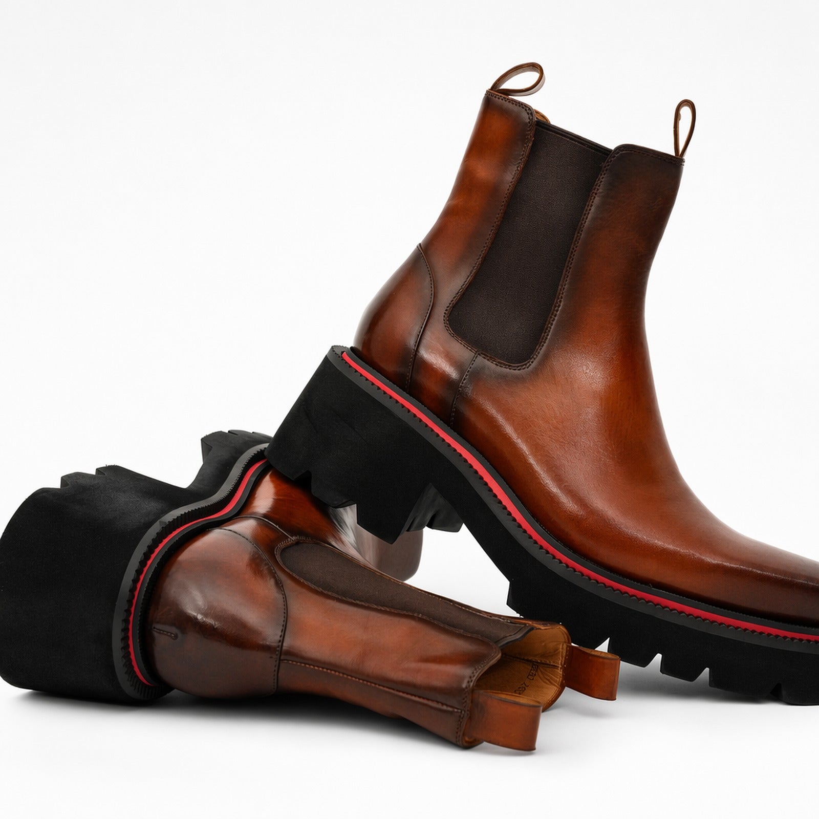 Grüne Patina Plateau-Sneaker aus Leder