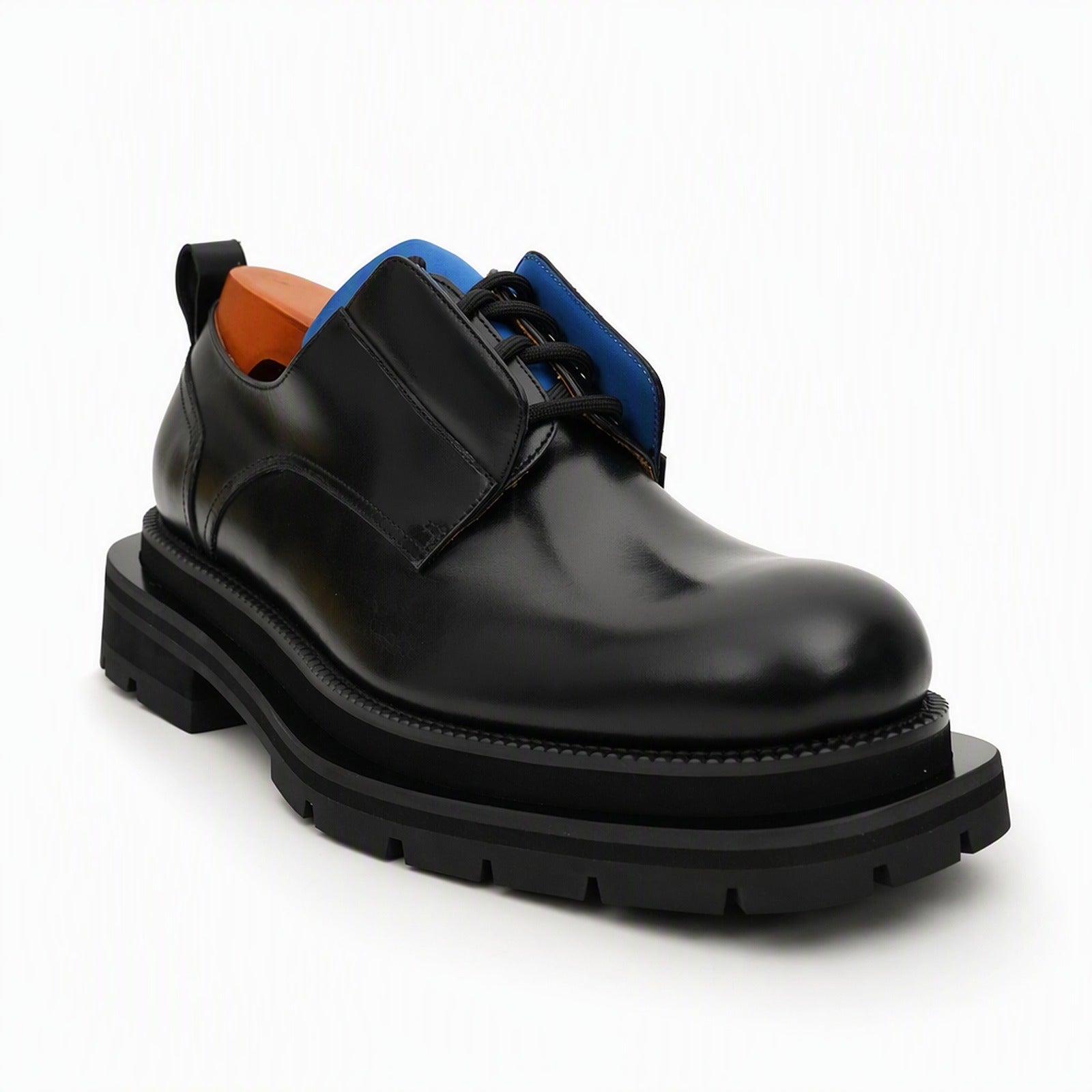 Zapatos derby de cuero negro con plataforma