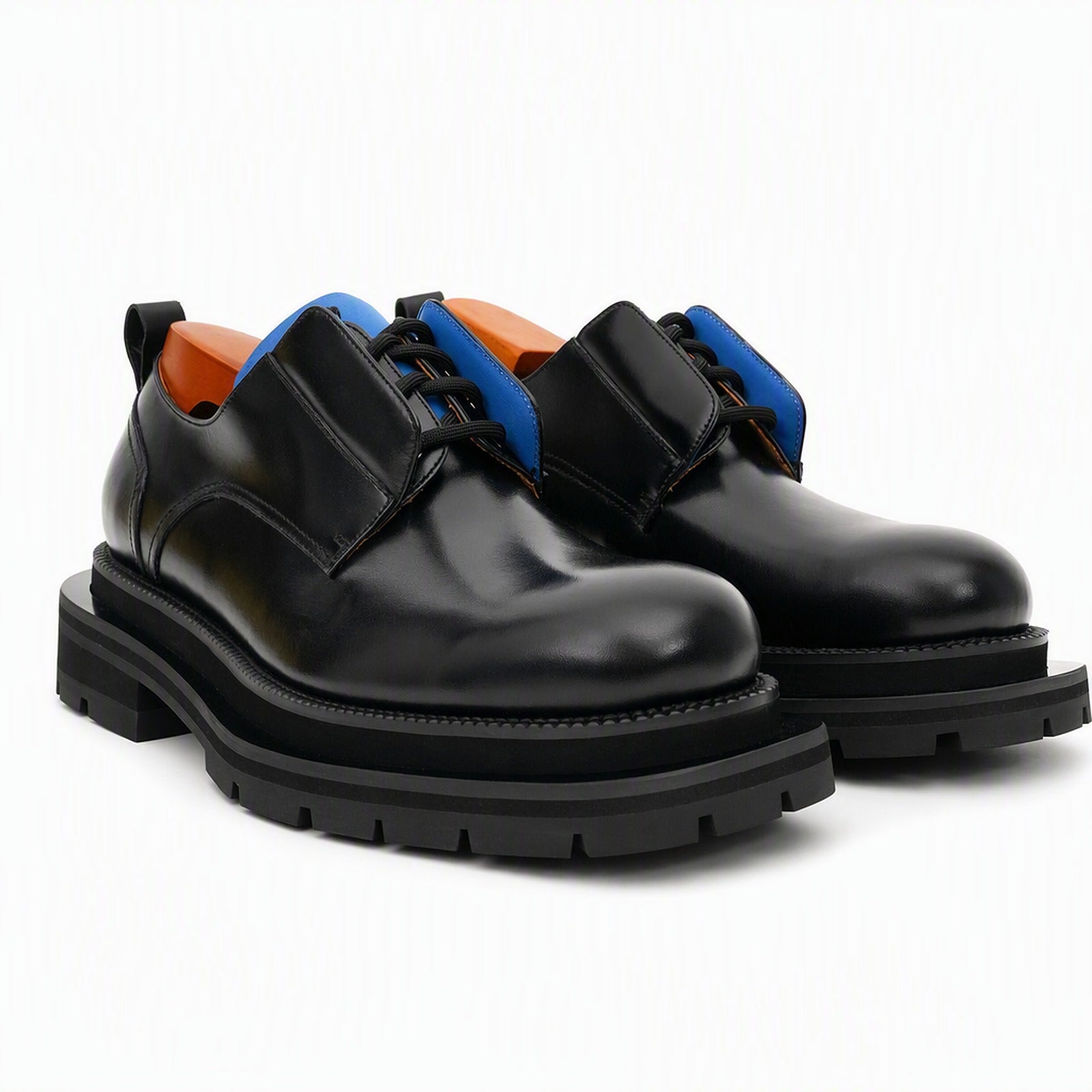 Zapatos derby de cuero negro con plataforma