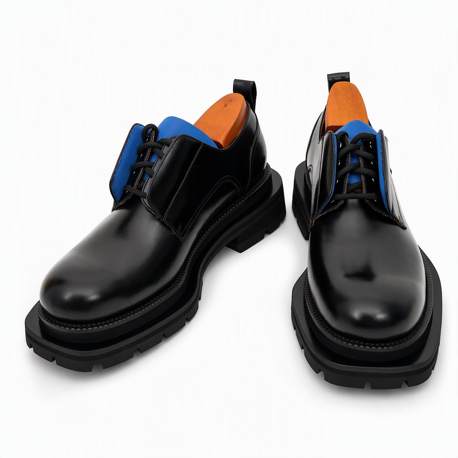 Zapatos derby de cuero negro con plataforma
