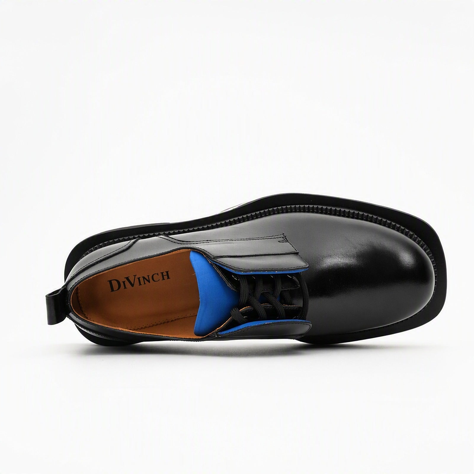 Zapatos derby de cuero negro con plataforma