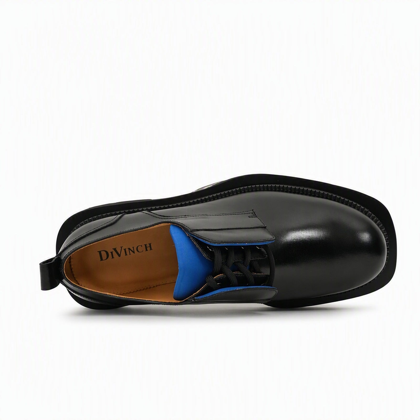 Black Blue Lug Sole Derby Shoes