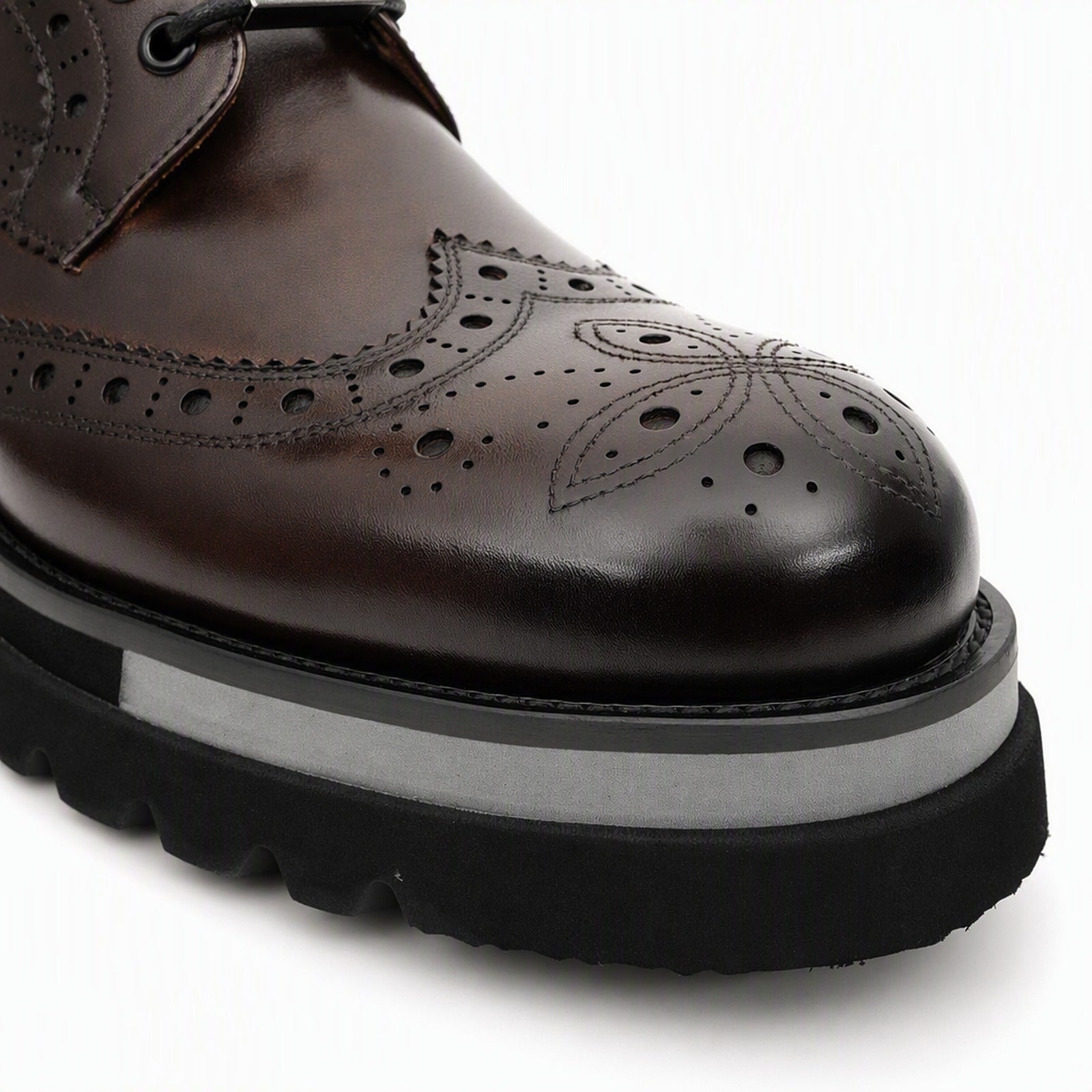 Dark Brown Brogue Lace-Up Ankle Boots
