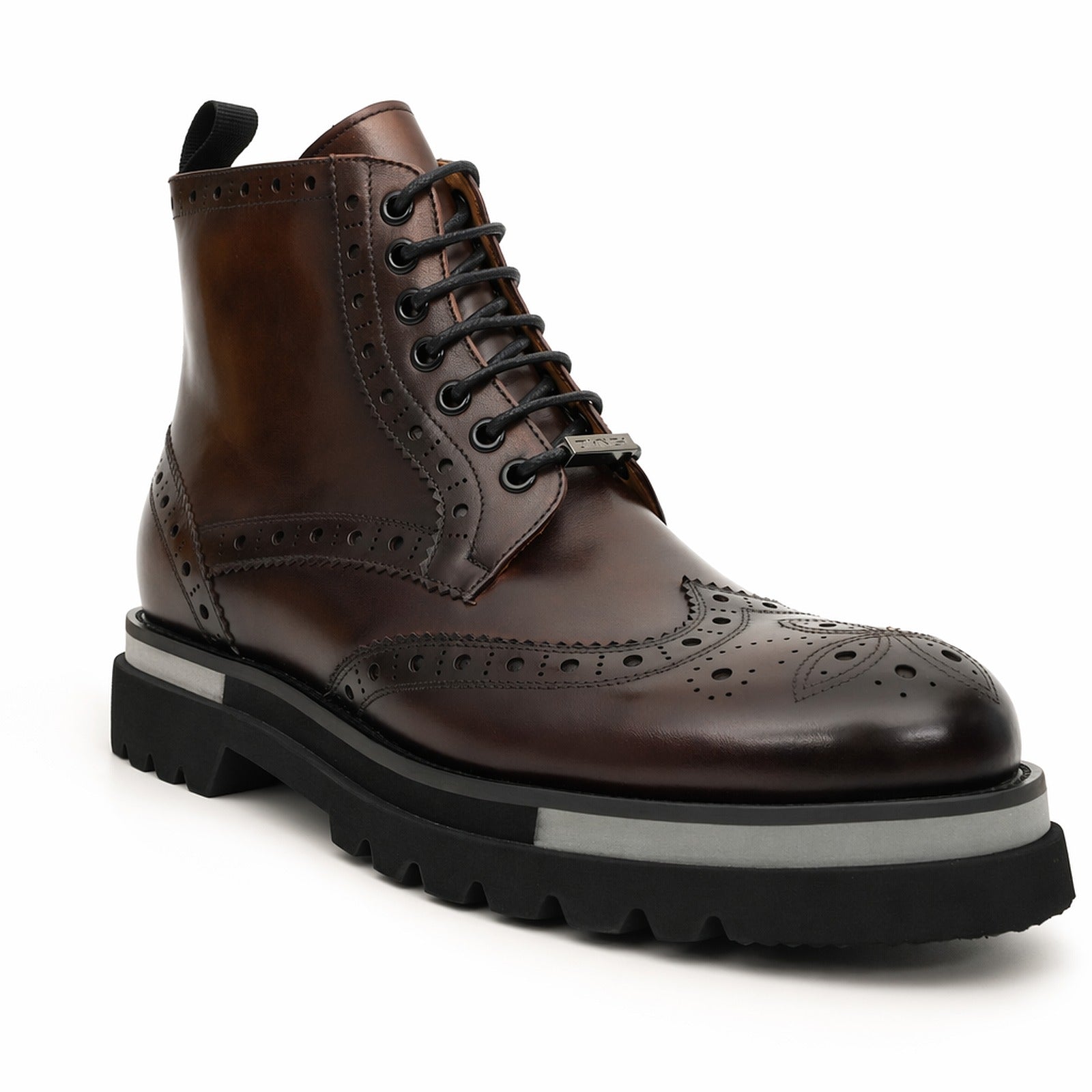 Dark Brown Brogue Lace-Up Ankle Boots