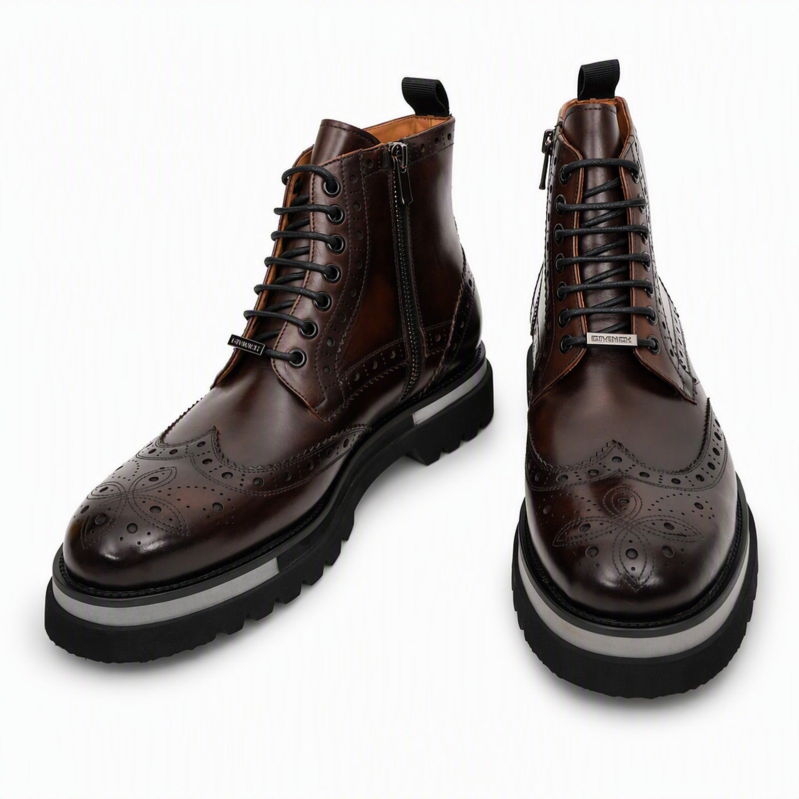 Dark Brown Brogue Lace-Up Ankle Boots