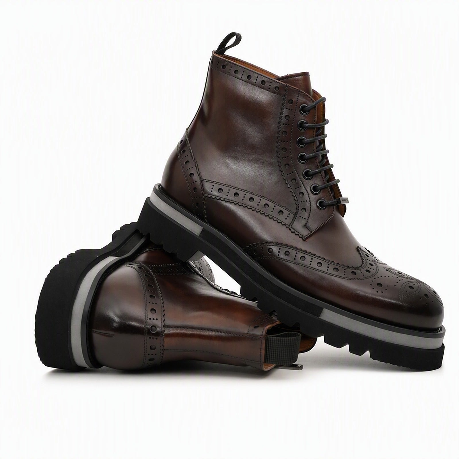 Dark Brown Brogue Lace-Up Ankle Boots