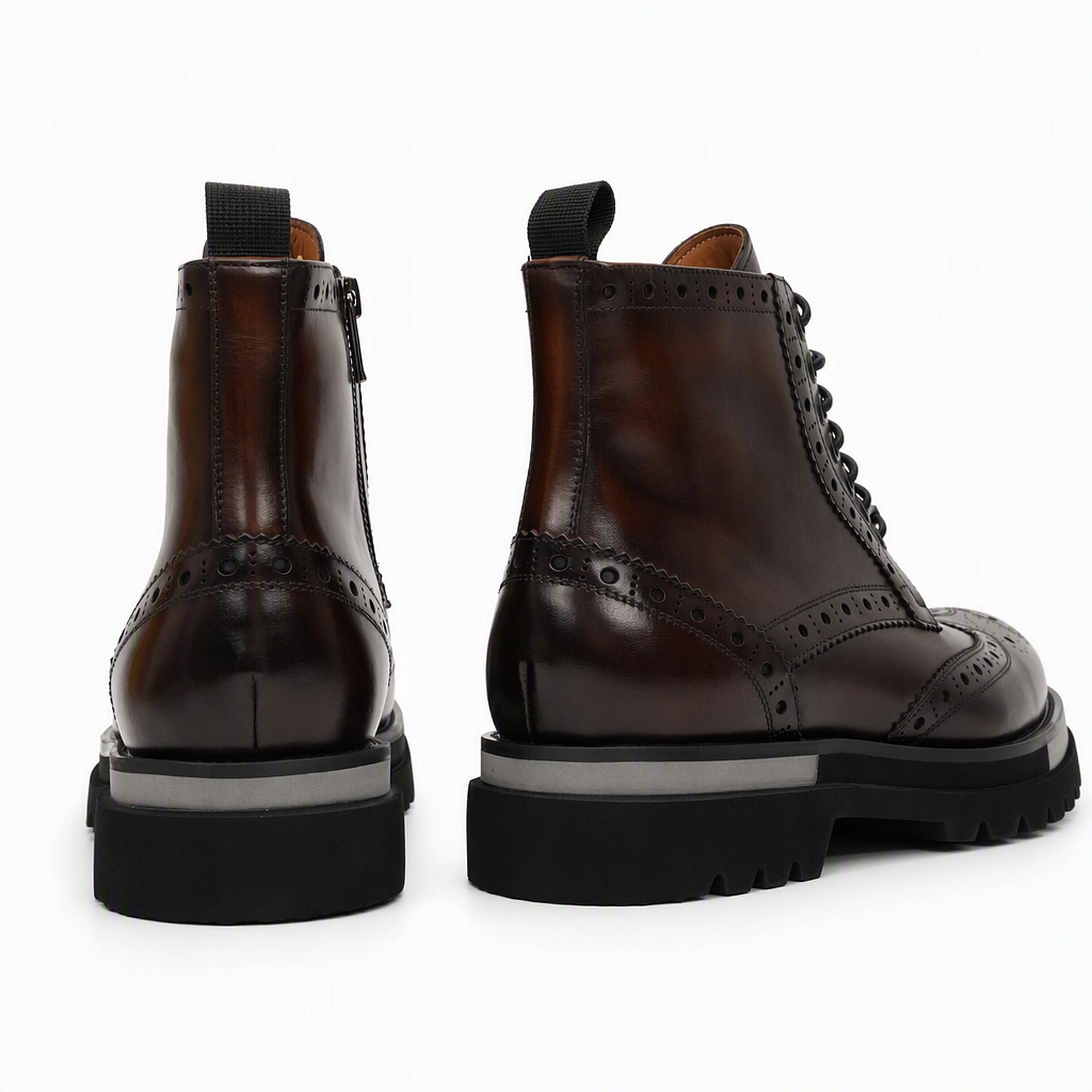 Dark Brown Brogue Lace-Up Ankle Boots