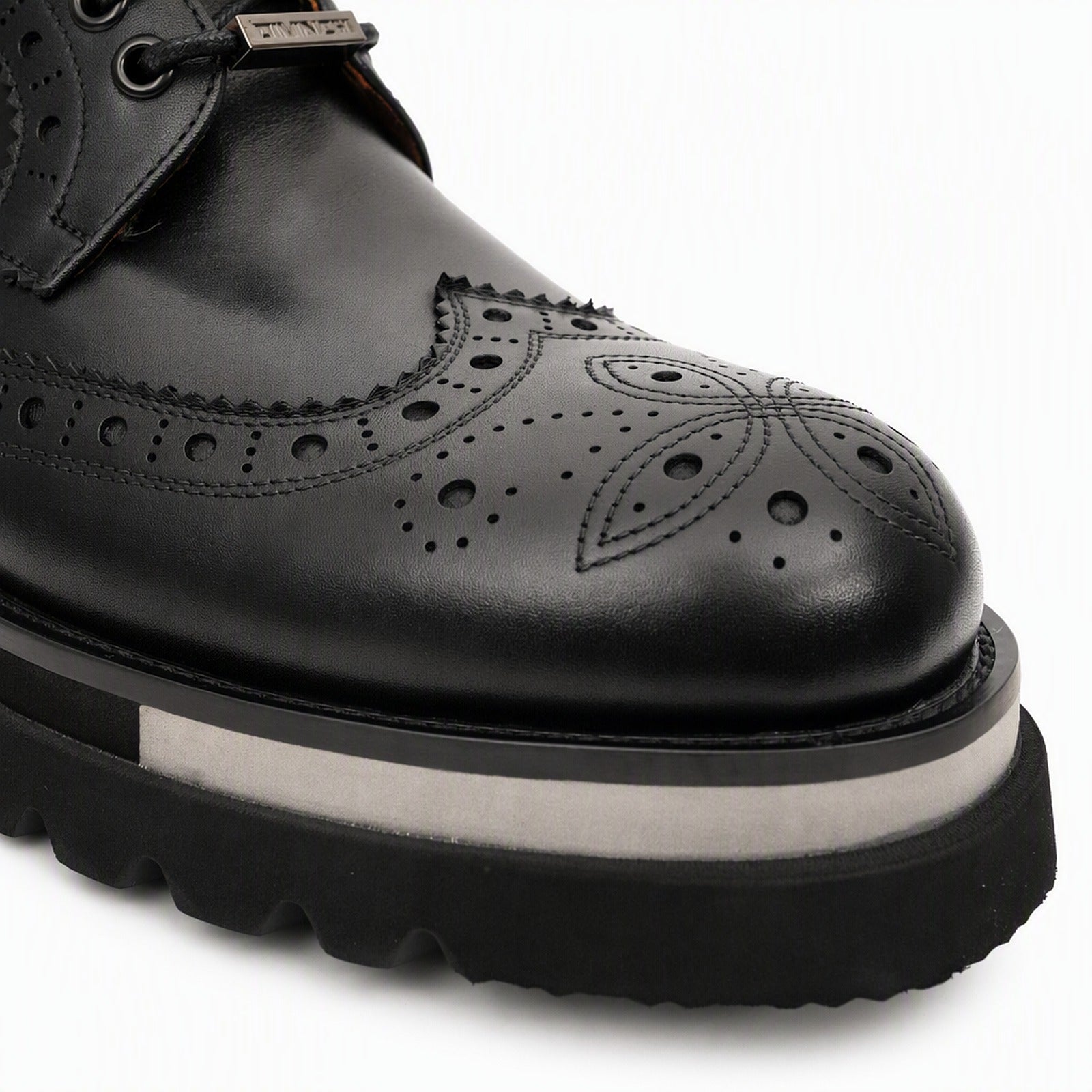 Black Brogue Lace-Up Ankle Boots