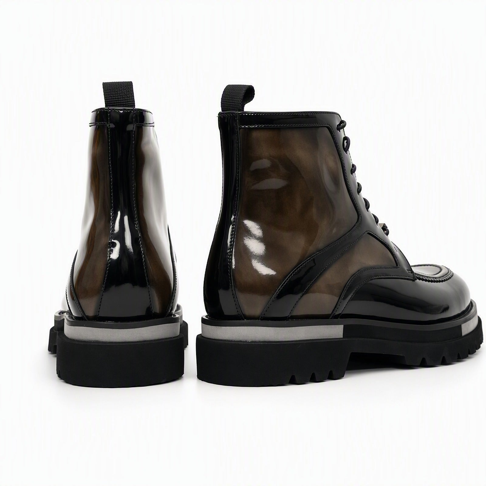 Black & Gold Patina Lace-Up Boots