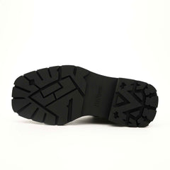 Black Leather Side-Zip Lug Sole Boots