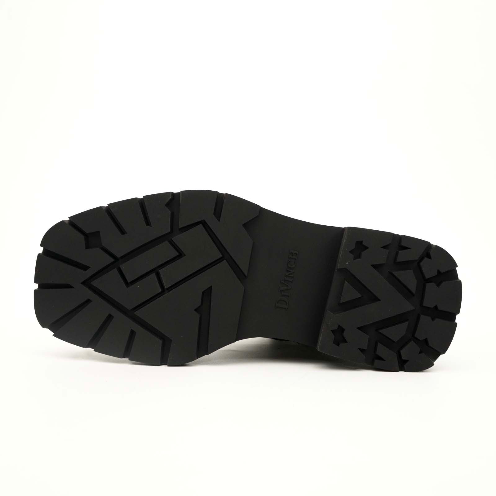 Black Leather Side-Zip Lug Sole Boots