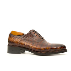 Antique Brown Crocodile Oxford Shoes