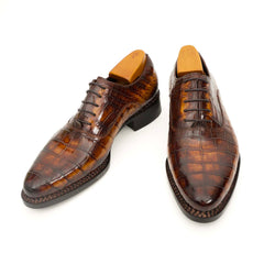 Antique Brown Crocodile Oxford Shoes