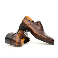 Antique Brown Crocodile Oxford Shoes