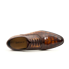 Antique Brown Crocodile Oxford Shoes