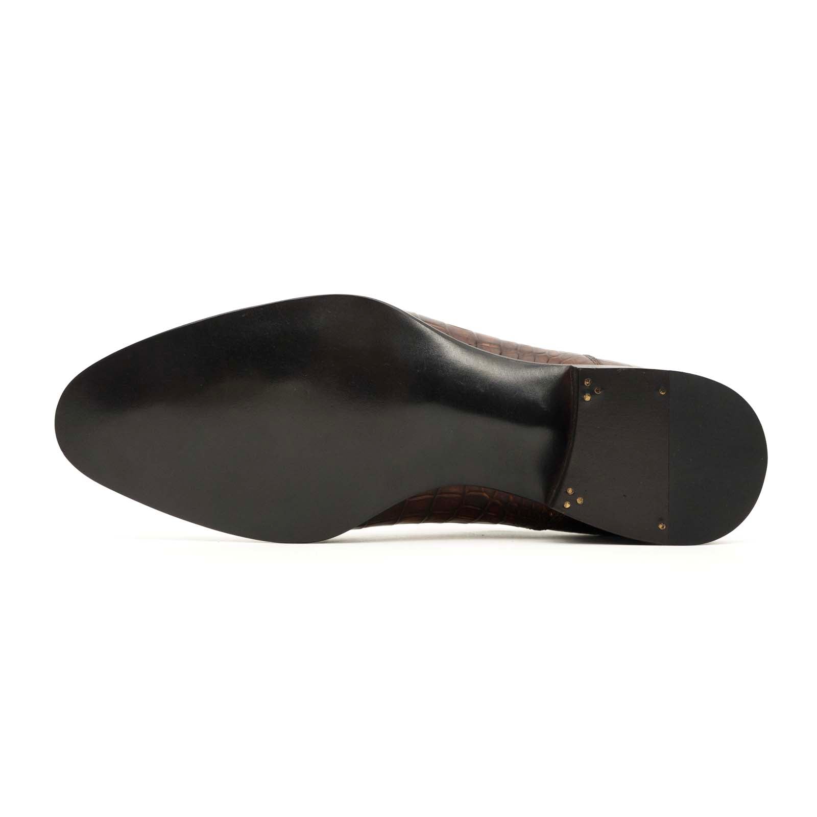 Antique Brown Crocodile Oxford Shoes