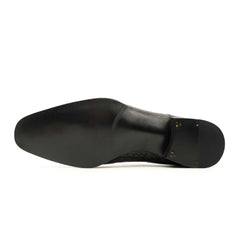 Charcoal Crocodile Double Monk Shoes