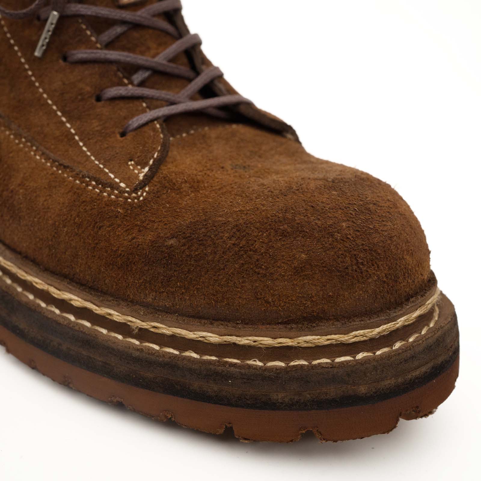 Brown Suede Lace-Up Combat Boots