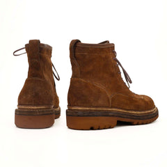 Brown Suede Lace-Up Combat Boots
