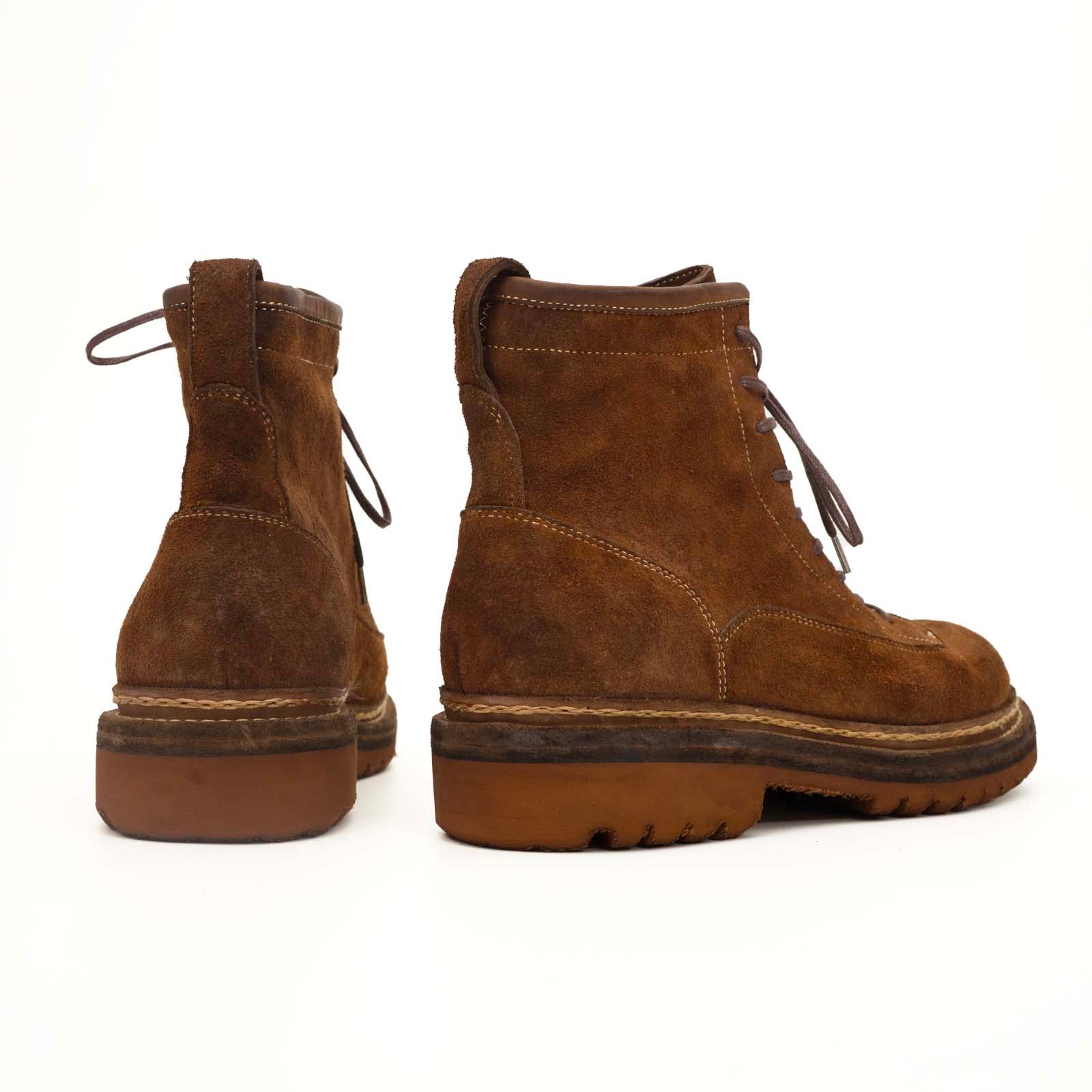 Brown Suede Lace-Up Combat Boots