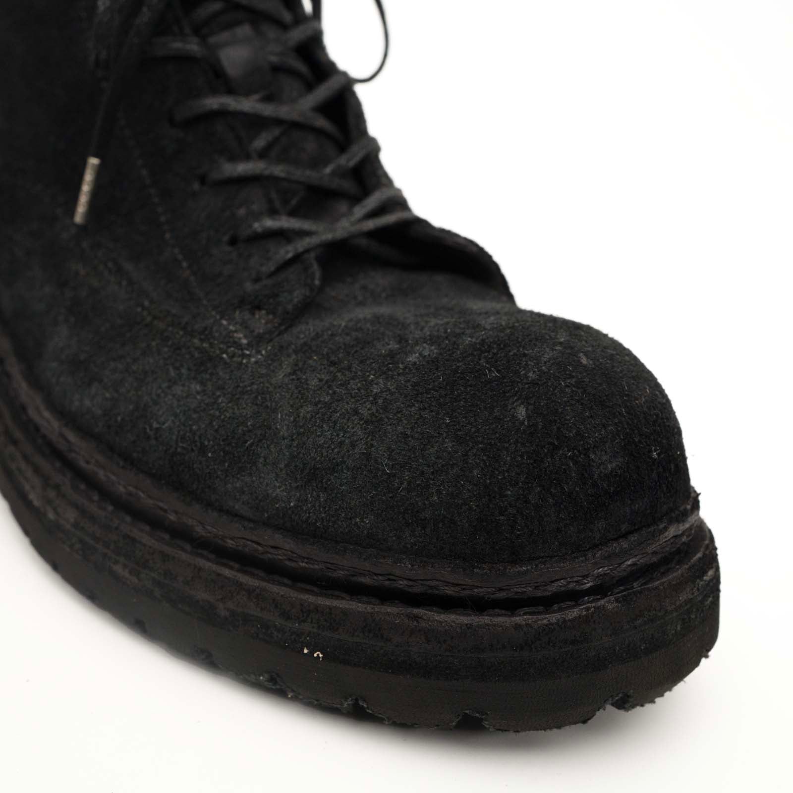 Black‑Grey Suede Lace-Up Combat Boots