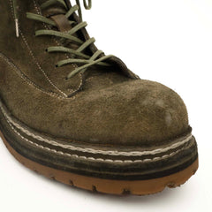 Olive Suede Lace-Up Combat Boots