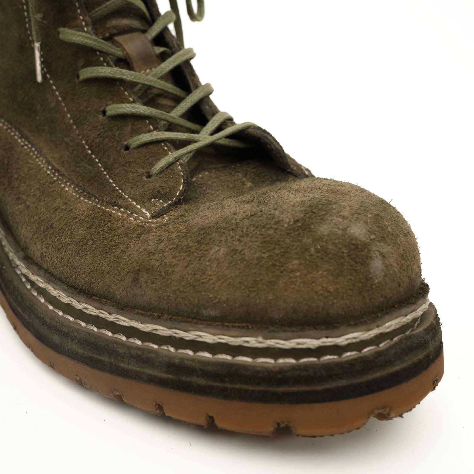Olive Suede Lace-Up Combat Boots